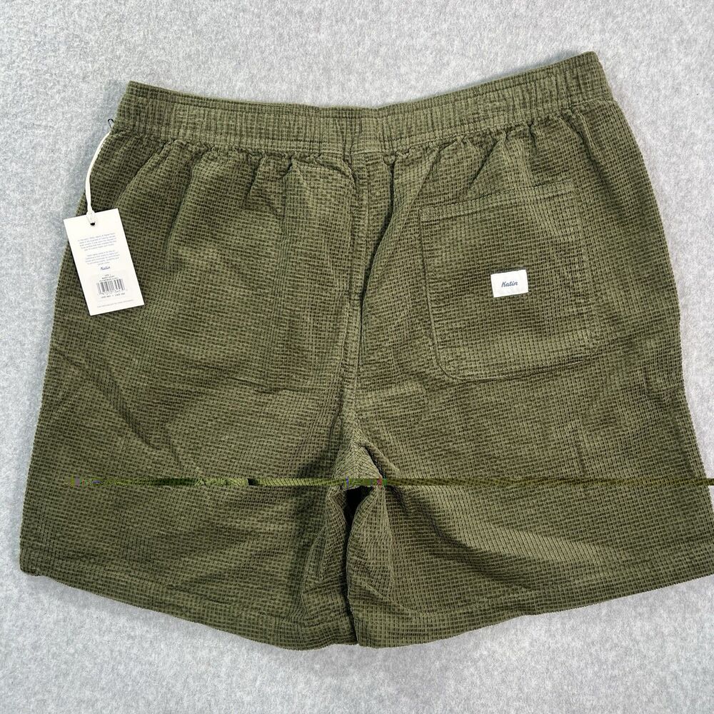 Katin Men's Ward Waffle Cord Shorts Above the Knee L Large Olive green